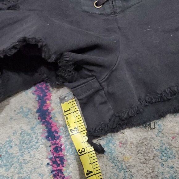 Billabong Lace up Denim Shorts in Charcoal Black Size 27 - Picture 11 of 14